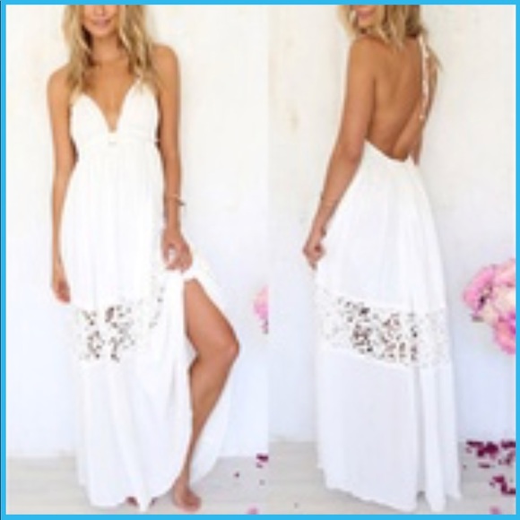 white boho beach dress